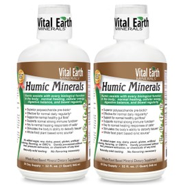 Vital Earth Minerals Humic Minerals 2-Pack – Fulvic Acid Supplement with 70+ Trace Minerals, Electrolytes for Recovery & Balance, 32 Oz Ea + 1 Oz Cup