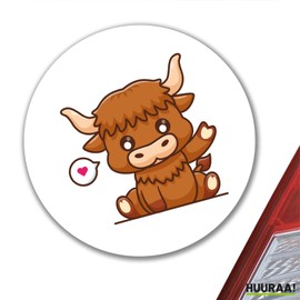 Huuraa Sticker Scottish Highland Cow Shaggy Cow Gift 10 cm Scottish Highland Cow Gift Idea