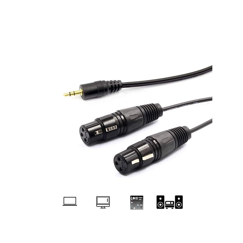 [WV-9211-1.5B] XLR Canon Female x 2 to 3.5mm Stereo Mini