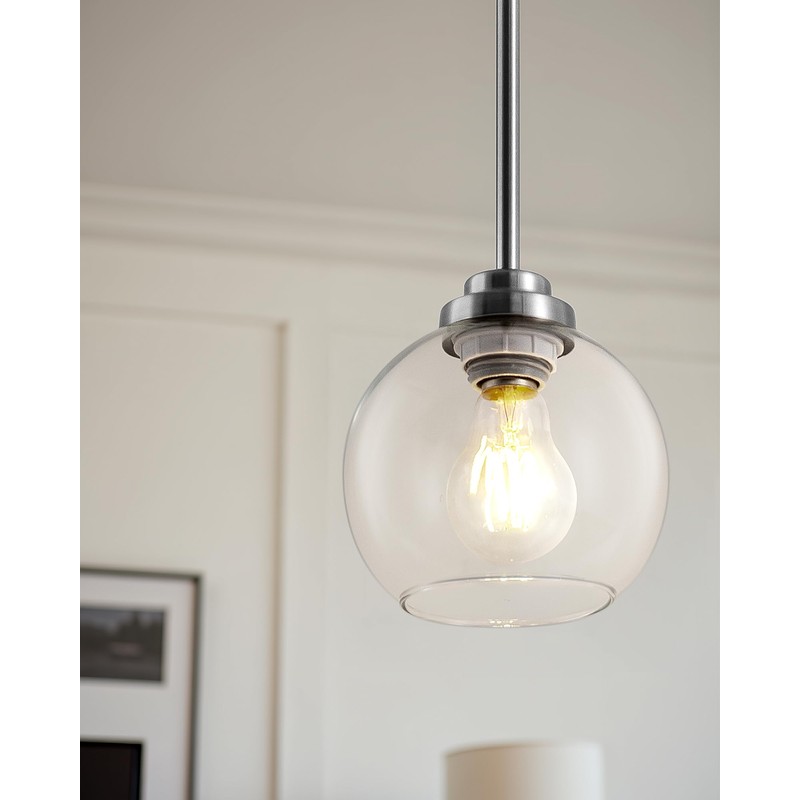 WYNEYET 3 Pack Globe Pendant Light, Brushed Nickel Hanging Ceiling