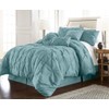 HNU 7 Piece Pintuck Comforter Set King, Pinch Pleated Classic Contemporary Elegant Textured Decorative Spa Blue Bedding Warm Soft Cozy Comfy Microfiber Fabric