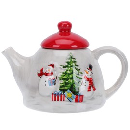DOITOOL Christmas Tree Teapot, Ceramic Christmas Tea Pot with Christmas Tree Snowman Design
