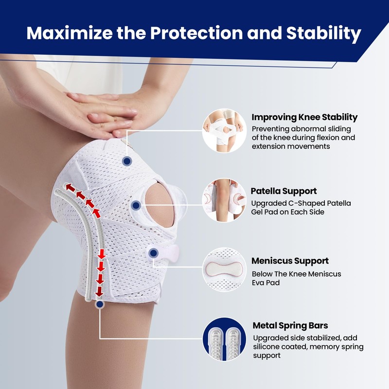 JOMVD Knee Brace for Meniscus Tear, Knee Pain, Adjustable Breathable