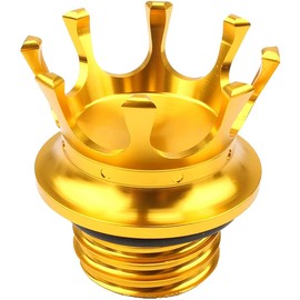 Motorcycle King Crown Gas Cap Fuel Tank Cover Right-hand Thread Reservoir Oil Cap Aluminum for Harley Sportster XL 1200 883 48 Road King Softail Dyna Touring (Gold)