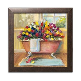 Gango Home Decor Contemporary Bathtub Bouquet II by Carol Rowan (Ready to Hang); One 12x12in Brown Framed Print