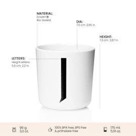 Design Letters Baby and Kids Eco Cup (J) | Available from A-Z |6+ months | Drop Safe Training Sippy Cups with Unique Design for Toddlers & Babies | Dishwasher, Phthalates, BPA & BPS Free