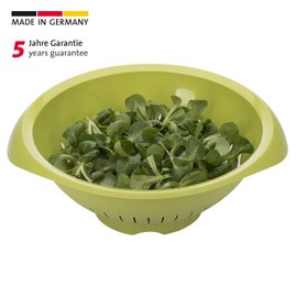Westmark Seiher/Sieb, mit Griffmulden, Innendruchmesser: 25 cm, Kunststoff, BPA-frei, Farbe: Grün, 2424227A