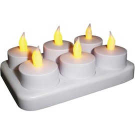 Brite Star 6 Count Rechargeable Tea Light with Recharging Station