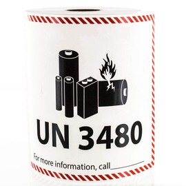 LabelValue UN 3480 Lithium Battery Handling Labels - 300 Adhesive Labels Per Roll