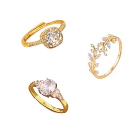 Set de Anillos Dorados con Circonitas - Diseño Elegante y Versátil