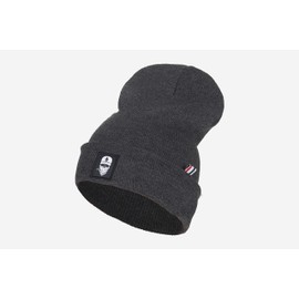 Nebelkind Men's Beanie Folded Skull Patch Knitted Hat Grey One Size, darkgray