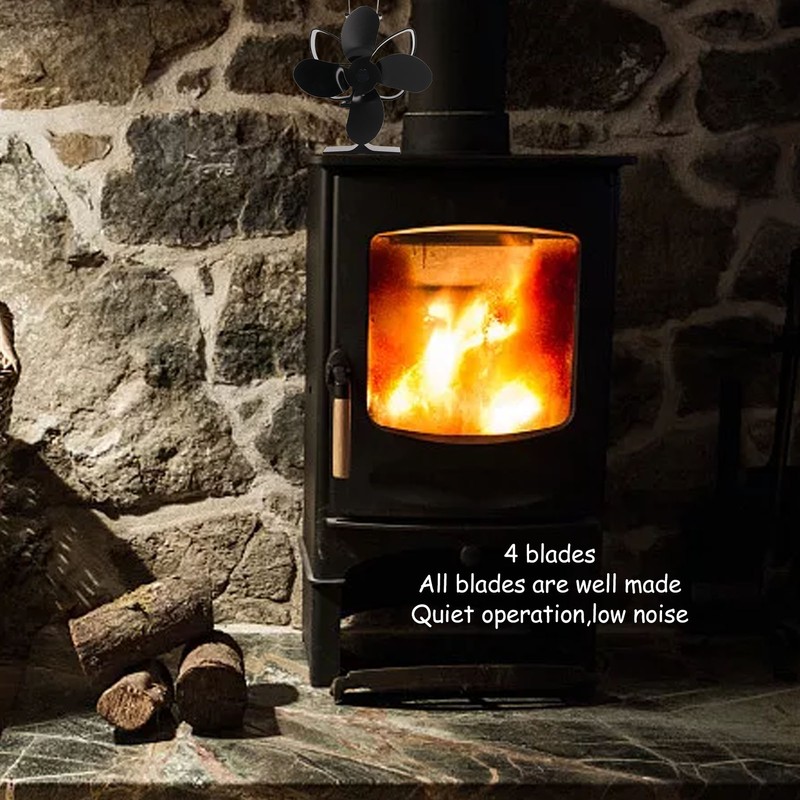 4 Blades Heat Powered Fireplace Fan Self Starting Temperature Resistant