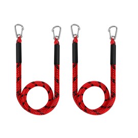2 Pcs Boat Bungee Dock Lines, 4 Feet Mooring Rope for Docking Stretches to 6 Feet, Mooring Line Boat Accessories Docking Ropes PWC Dock Ties for Boats with 2 Hooks (Red and Black)