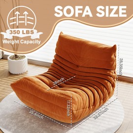 Snug Sofee Bean Bag Chairs for Adults, Bean Bag Sofa - Adult Size with Soft Waterproof Fabric for Living Room, Apartments, Reading Corner, Gaming, and Movie Venue (DarkOrange)