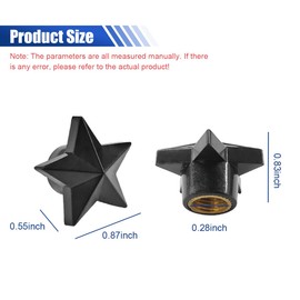 4PCS Star Tire Valve Stem Caps- Five-Pointed Star Shaped Car Wheel Tire Valve Caps with Rubber O-Ring- Car Tire Air Cap Dust Proof Covers- Universal Leak-Proof Wheel Stem Cover for Most Cars (Black)