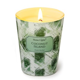 HomeLights 1-Wick Candles for Home Scented - 6.7oz Soy Wax Blend Candle Long-Lasting Fragrance, Scandinavian Minimalist Design Home Decor and Housewarming Gifts, Coconut Island