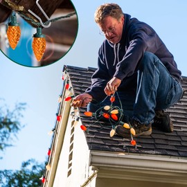 100-Count Metal Gutter Hooks for Outdoor Christmas Lights, Outside Lights Gutter Hangers for Gutter Guards Mesh Leaf Filter Shingles Eaves Fences, Ornament Clips Hooks for Hanging Christmas Lights