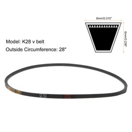 QUARKZMAN K28 Rubber Power Belt, K-Section V-Belt, 28 Inch Outer Circumference x 0.315 Inch Width x 0.236 Inch Thickness, Industrial Power Transmission Belt, Pack of 2