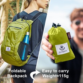 4Monster Packable Backpack Ultra Lightweight, Foldable Backpack Water Resistant, Hiking Daypack for Travel Camping Outdoor, Daily Walk-around, Cycling, Sports, Excursions(Green, 16L)