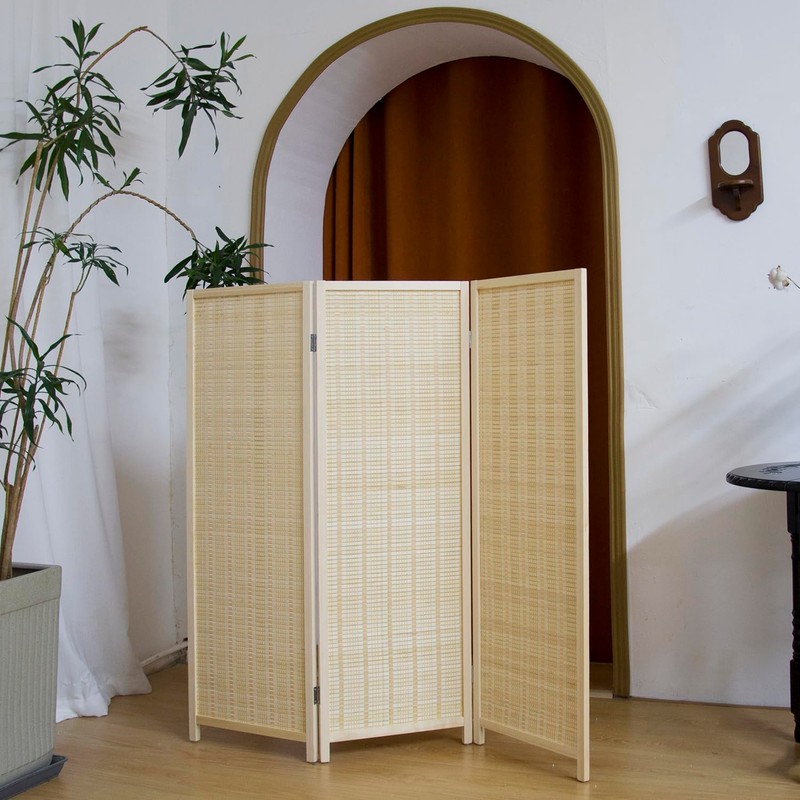 Pawlabay 3 Panel Short Panel Divider Screen,3.95 FT Tall Bamboo