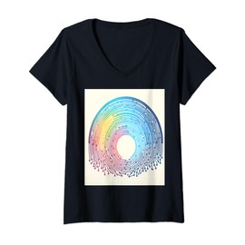 Tech Wireframe Rainbow Art V-Neck T-Shirt