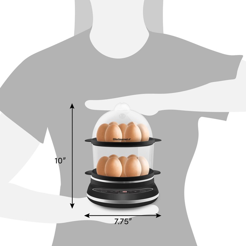 Elite Gourmet EGC314CB Digital Easy Egg Cooker Food Steamer, Poacher,