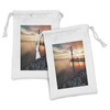 Lunarable Lighthouse Fabric Pouch Set of 2, Landscape Ocean Sunset