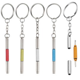 Mini Eyeglass Screwdriver, 5 Pcs 3 in 1 Precision Stainless Steel Screwdriver Set with Keychain for Eyeglass Repair Watchmaker Tool (5 Colors)