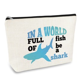 Shark Makeup Bag Shark Gifts for Women Animal Shark Lovers Gifts Travel Cosmetic Bag Ocean Shark Themed Gifts for Teen Girls Sharks Week Decor Gift Shark Gifts for Shark Lovers Christmas Birthday Gift