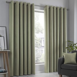 Fusion Green Curtains W46 x L54" (117 x 137cm) for Living Room, Bedroom, Eyelet Curtains, Thermal Curtains, Ring Top, 2 Panels for Home & Window, Sage Green Curtains