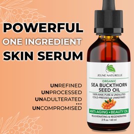 Jeune Naturelle Jeune Naturelle Sea Buckthorn Oil Organic, From Fruit & Seeds, 100% Pure RAW Virgin Cold-Pressed Undiluted Unrefined, Fast Absorbing, Travel Size, Non-Comedogenic