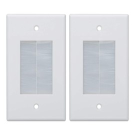 Kebulldola Wall Cable Pass Through (2 Pack), 1 Gang Brush Wall Plate for Low Voltage Cables and Power Cords in-Wall Installation, Including Coaxial, HDMI, Ethernet Cables and Speaker Wires
