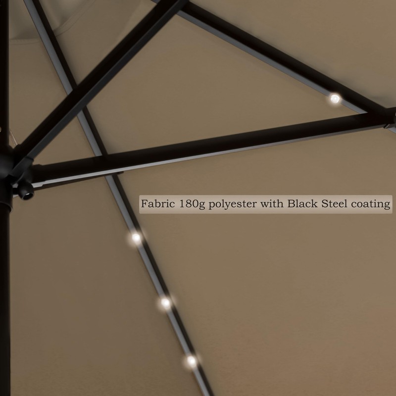 Trademark Innovations Rectangular Solar Powered LED Lighted Patio Umbrella -