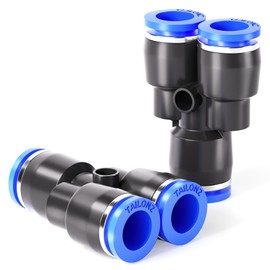TAILONZ PNEUMATIC Blue Y spliter 3 Ways - 8MM Tube OD Push to Connect Tube Quick Fittings Push Lock PY-8 (Pack of 10)