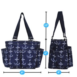 NGIL Small Utility Tote Small Carry on Travel Tote Bags for Women, Women Mini Work Tote Caddy Bag (Vintage Anchor-navy)