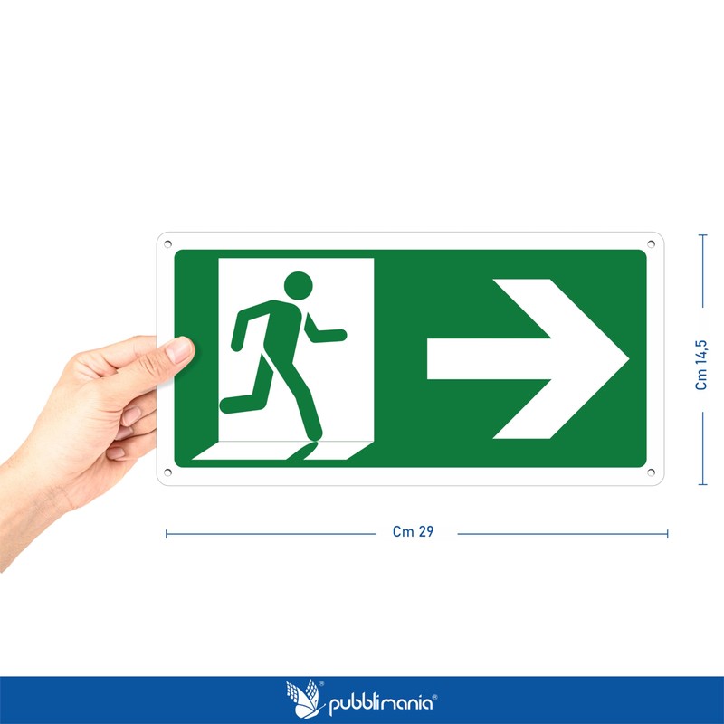 Pubblimania Emergency Exit Arrow to the Right | Sign Made