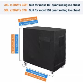 Unbranded Cooler Cart Cover Waterproof Polyester Fit for Most 80 QT Rolling Patio