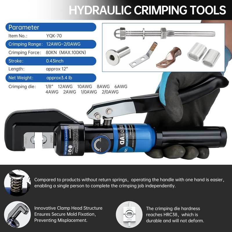 Hydraulic Hand Crimper Tool for Stainless Steel Cable Railing Fittings