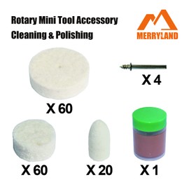 Merryland Flet Polishing Wheel for Dremel 145pcs, Polishing Pad Buffing Wheel Cone 140pcs Polishing Compound Paste 1pcs and Mandrel 4pcs, Rotary Tool Accessory Set Electric Power Tool DIY, RMTA145C1