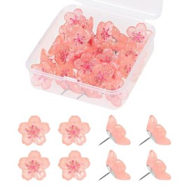 30 Pcs Cherry Blossom Push Pins Small Flower Thumbtacks Decorative Thumb Tacks Cork Board Pushpins with Plastic Storage Box for Office Home
