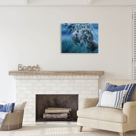 Stupell Industries Manatees Underwater Sun Rays Canvas Wall Art, Design by Linda Thompson