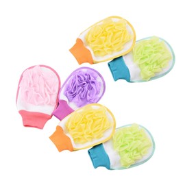 FRCOLOR 6PCS Double Sided Exfoliating Bath Gloves for Men Women Durable Shower Scrub Mitts for Dead Skin Removal Comfortable Scrub Gloves for Hard to Reach Areas Random Color Random Color