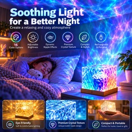 16-Color Ocean Wave Projector for Bedroom – Rechargeable Remote-Control Ambient Night Light for Relaxing Room Décor