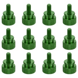 sourcing map 12pcs M4x8mm Knurled Thumb Screw Computer Case Threaded Hand Tighten Screws Aluminum Alloy for PC Case, Dark Green