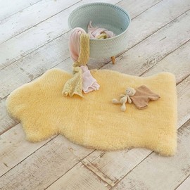 Khara Home Premium Genuine Baby Sheepskin Rug – 100% Natural Soft Shorn Wool, Therapeutic Comfort for All Seasons, Cozy and Soothing for Nursery and Home – Made in Argentina