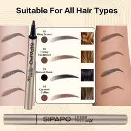 Microblading Brow-Fection Eyebrow Pen – Waterproof Smudge-Proof Liquid Eyebrow Tattoo Pen for Hair-Like Strokes, Long-Lasting Precision Eyebrow Pencil for All-Day Wear(01 Gray Brown）