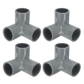 sourcing map 3 Way PVC Pipe Fittings, 3/4 Inch Furniture Grade Elbow Pipe Connector, 90 Degree PVC Elbow Side Outlet Fittings for Build PVC Furniture DIY Garden Shelves (4 Pack), Grey