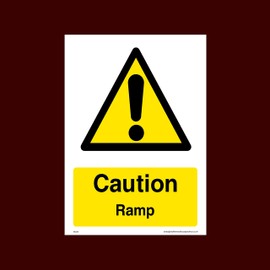 Caution Ramp Plastic Sign with double sided fixing tape (WG41) - Men Working, Very Hot Water, Mind Head, Mind Step, Water, Hot, Vehicles, Fragile Roof