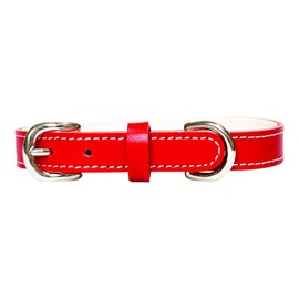 Beanspet Dog Collar, Dog Collar, Colorful Belt, Genuine Leather, Nume Leather, Classic Cat Collar, Made in Japan (Red, M)
