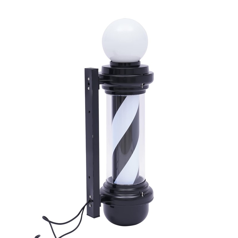AngelcityCC 26.8 in Wall-Mounted Barber Pole Led Light, Black and